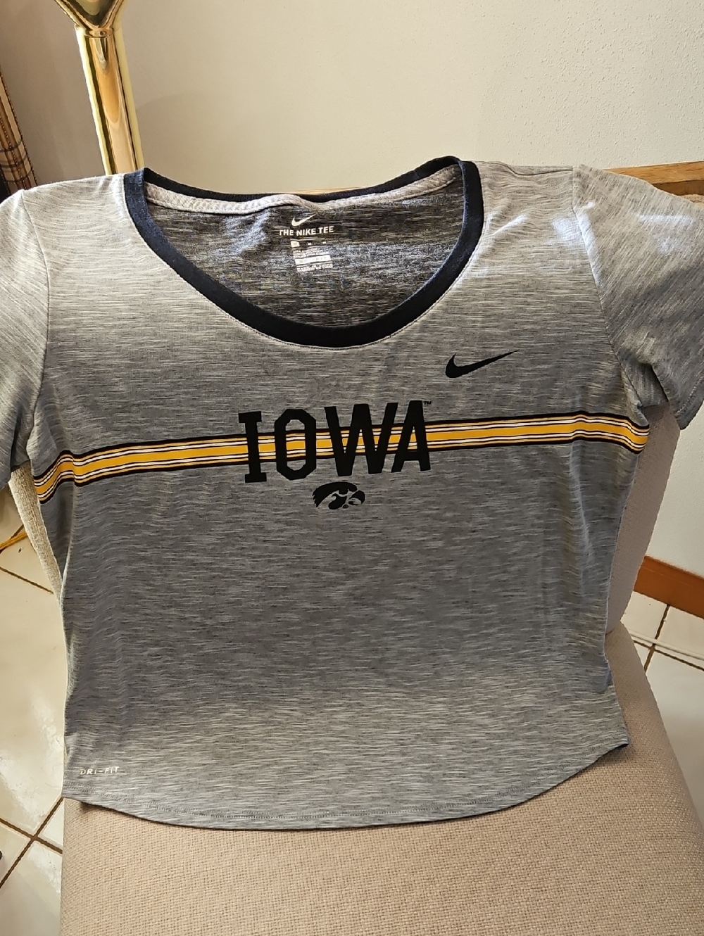 Nike Dri-Fit Iowa Haweyes Short Sleeve Tee with Black & Gold Stripes